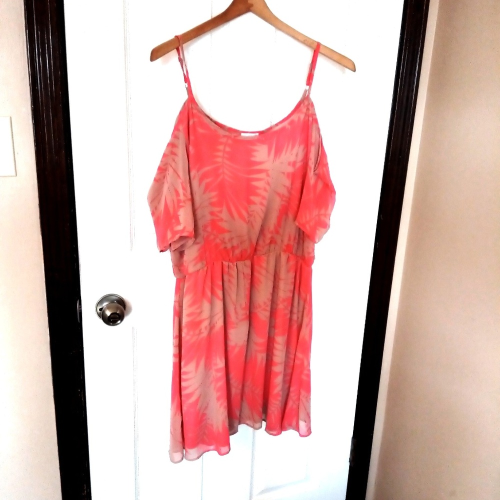 Coral Mini Cold Shoulder Dress